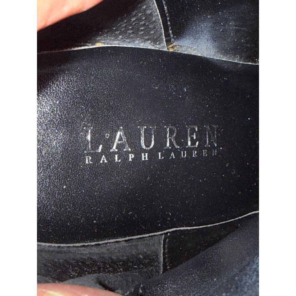 Lauren Ralph Lauren Leola Black Leather Ankle boots Fold-over cuff Size 10B - Picture 7 of 11